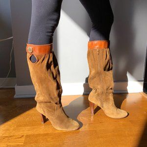 Michael Kors Tall brown suede heeled boots slouch